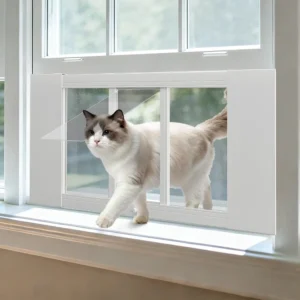 Cat Door for Window Adjustable Width Weatherproof